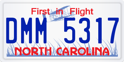 NC license plate DMM5317