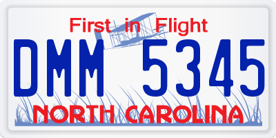 NC license plate DMM5345