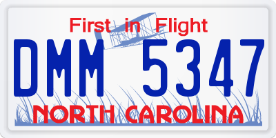 NC license plate DMM5347