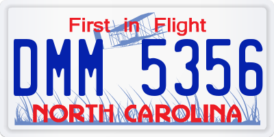 NC license plate DMM5356