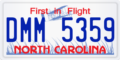 NC license plate DMM5359