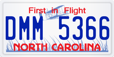 NC license plate DMM5366