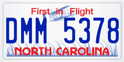NC license plate DMM5378