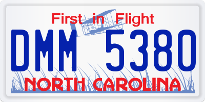 NC license plate DMM5380