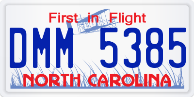 NC license plate DMM5385