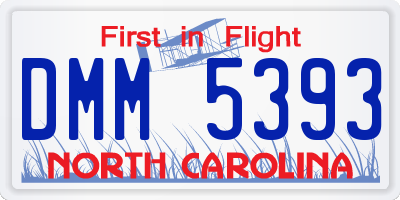 NC license plate DMM5393