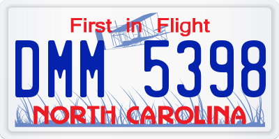 NC license plate DMM5398