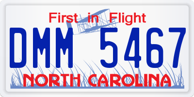 NC license plate DMM5467