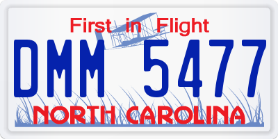 NC license plate DMM5477
