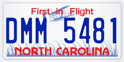 NC license plate DMM5481