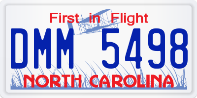 NC license plate DMM5498