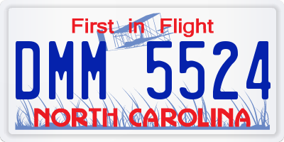 NC license plate DMM5524