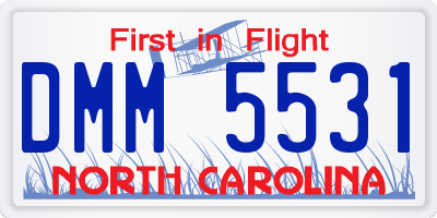 NC license plate DMM5531