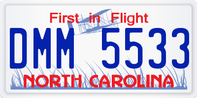 NC license plate DMM5533