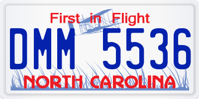 NC license plate DMM5536