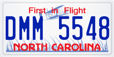 NC license plate DMM5548