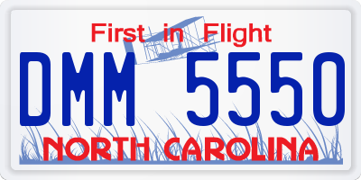 NC license plate DMM5550
