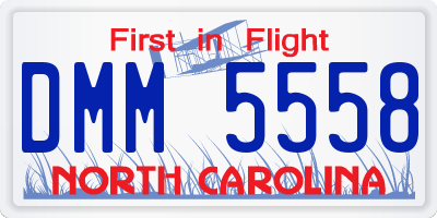 NC license plate DMM5558
