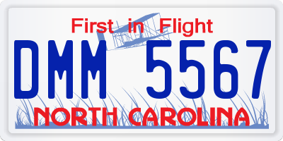 NC license plate DMM5567