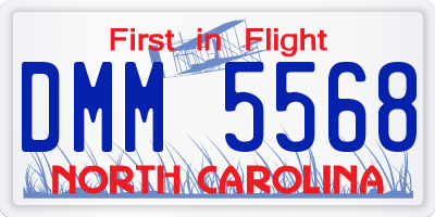NC license plate DMM5568