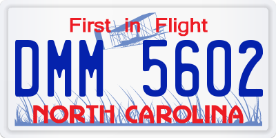 NC license plate DMM5602