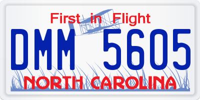 NC license plate DMM5605