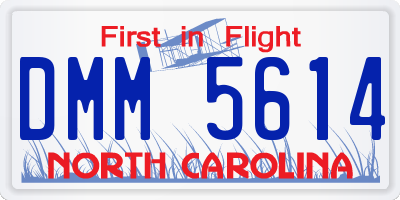 NC license plate DMM5614