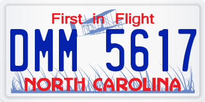 NC license plate DMM5617