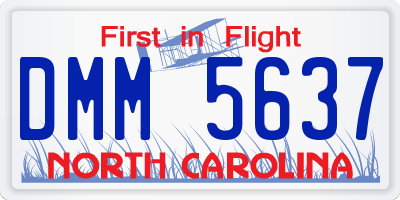 NC license plate DMM5637