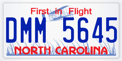 NC license plate DMM5645