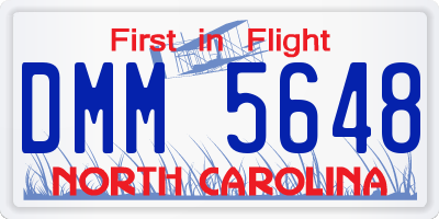 NC license plate DMM5648