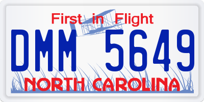 NC license plate DMM5649
