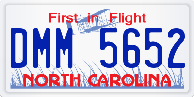NC license plate DMM5652