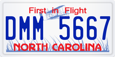 NC license plate DMM5667