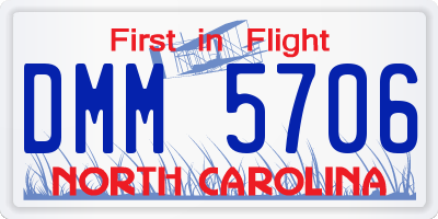 NC license plate DMM5706