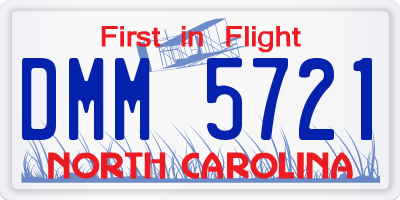 NC license plate DMM5721