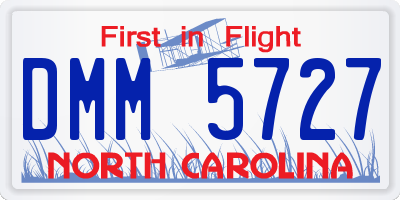 NC license plate DMM5727