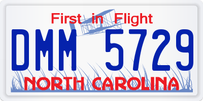 NC license plate DMM5729