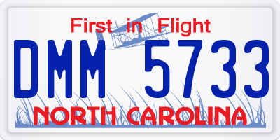 NC license plate DMM5733
