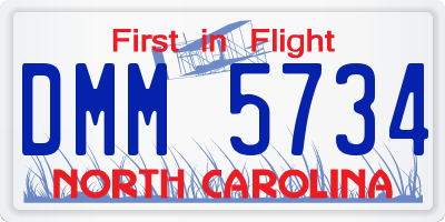 NC license plate DMM5734