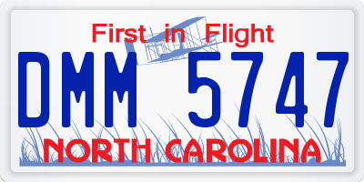 NC license plate DMM5747