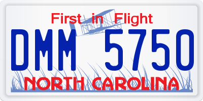 NC license plate DMM5750
