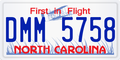 NC license plate DMM5758