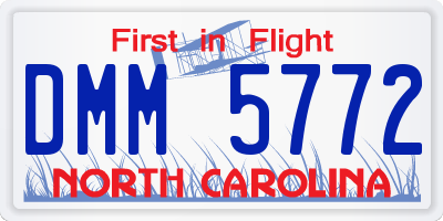 NC license plate DMM5772