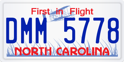 NC license plate DMM5778