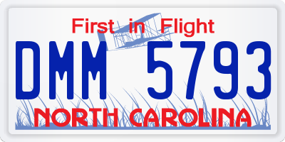 NC license plate DMM5793