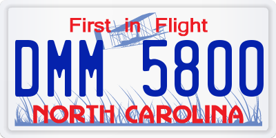 NC license plate DMM5800