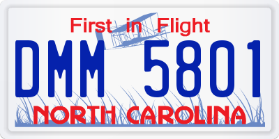 NC license plate DMM5801