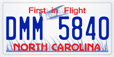 NC license plate DMM5840