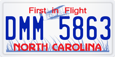 NC license plate DMM5863